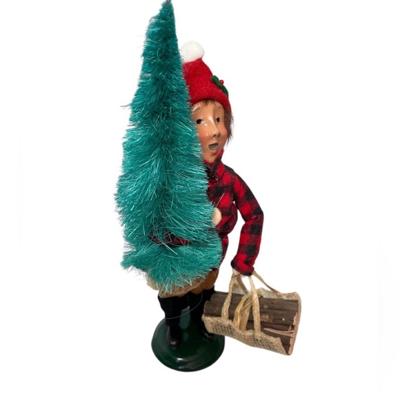 1991 BYERS CHOICE CAROLER LITTLE LUMBER JACK BOY WITH TREE AND FIREWOOD - Picture 3 of 6